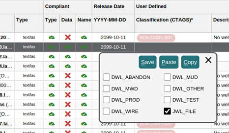 Screenshot of the modified popup for CTAG assignment