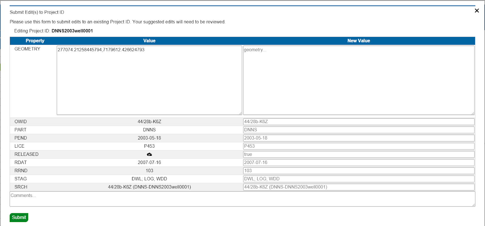 Submit Edit To Project ID Table NDR Support Documentation and Help